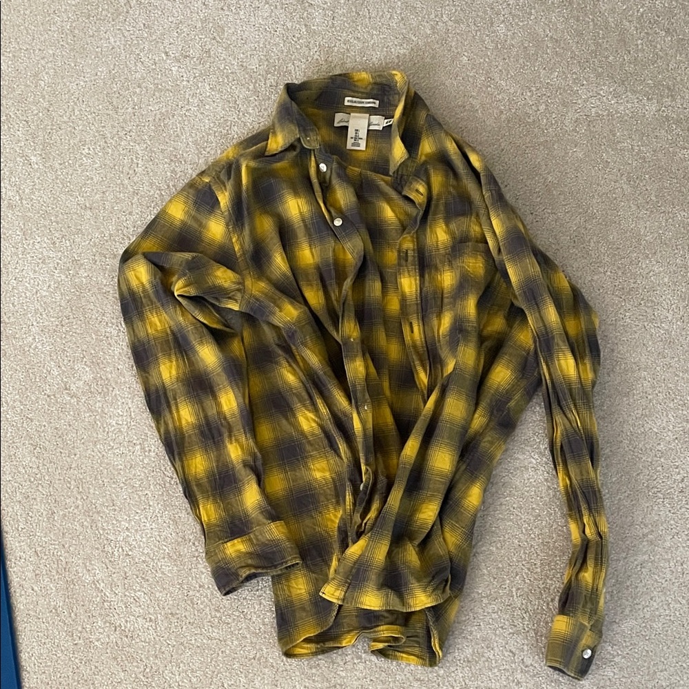 Yellow and Black Plaid Shirt